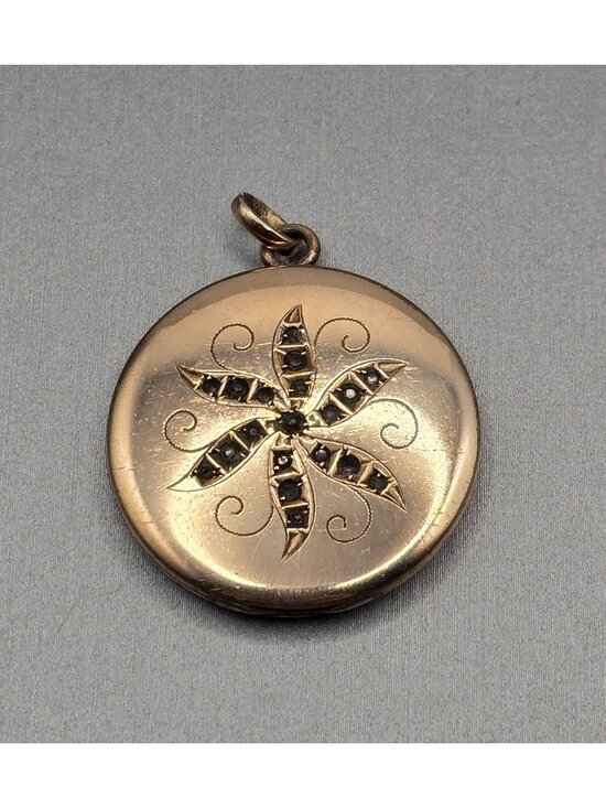 CH Allen & Co Jewelry - Antique CH Allen & Co Gold Filled Edwardian Locket Paste Pinwheel Starburst READ